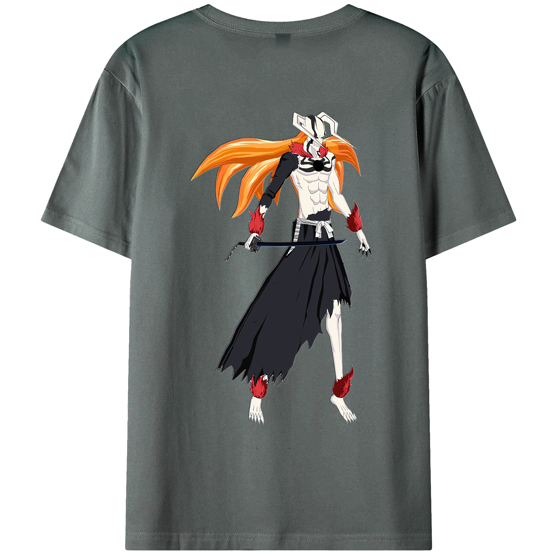 （画像用） ブリーチ 黒崎一護（くろさき いちご）BLEACH Kurosaki Ichigo 綿100％ メンズ半袖Tシャツ（バックプリント） 通気性